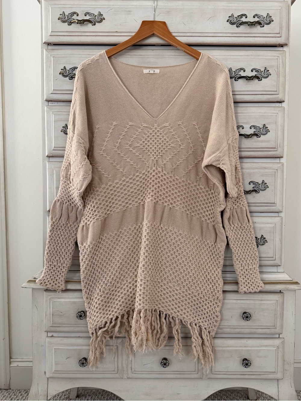 Vici Boho Cream Oversized Sweater